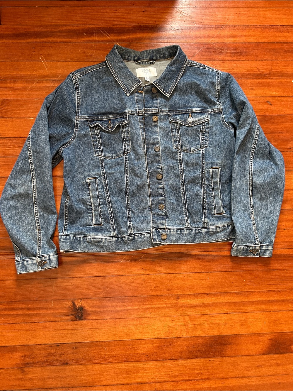 Time and Tru Blue Denim Jacket Women XL Trucker Jacket